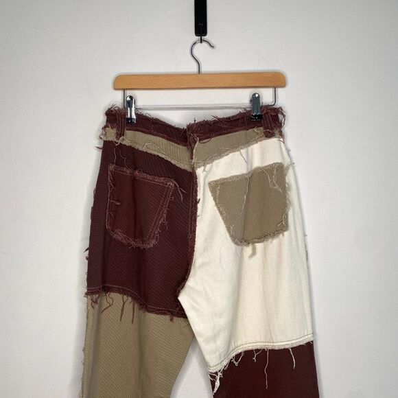 JADED LONDON Brown Patchwork Distressed Jeans | Size: 30 - Picture 7 of 8